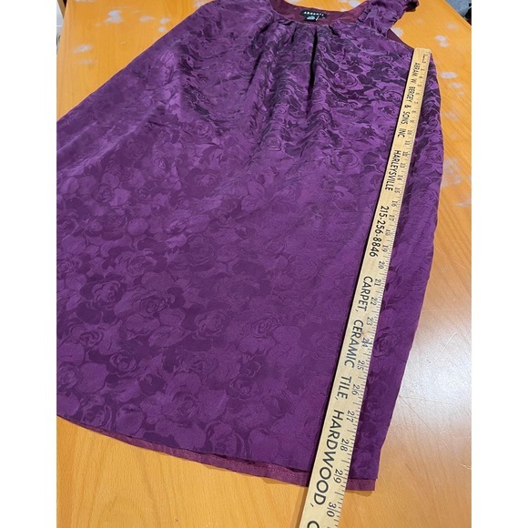 VTG 90s Loose L 12 Argenti Silk Floral Dress Purple Sleeveless Knee Length Shift - Picture 10 of 10
